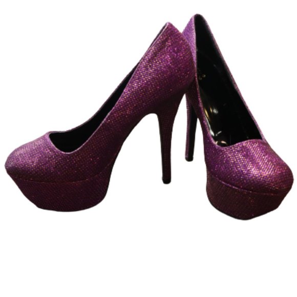 Women's Purple Sparkly Platform Heels - Picture 1 of 7